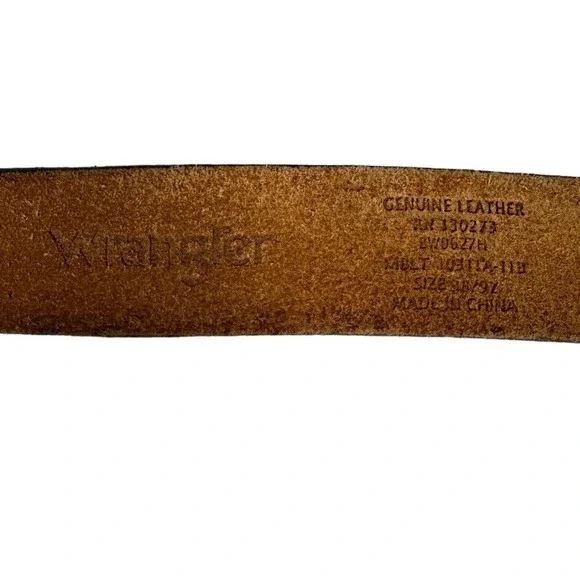 Wrangler Eagle Tooled Leather Belt Brown 38 Western Nature Boho Gorpcore Granola - Picture 5 of 5